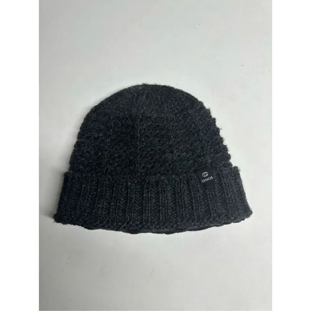 Chaos Wool Blend Knit Fleece Lined Unisex Beanie Hat Gray One Size Adult